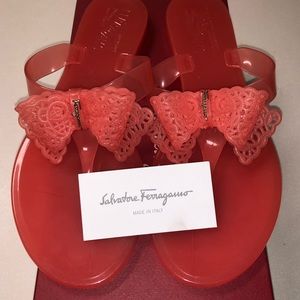 Ferragamo Blush Jelly Thongs